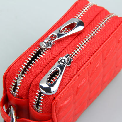 9075 Universal Crocodile Texture Genuine Leather Double Zipper Car Key Case(Red) - In Car by buy2fix | Online Shopping UK | buy2fix