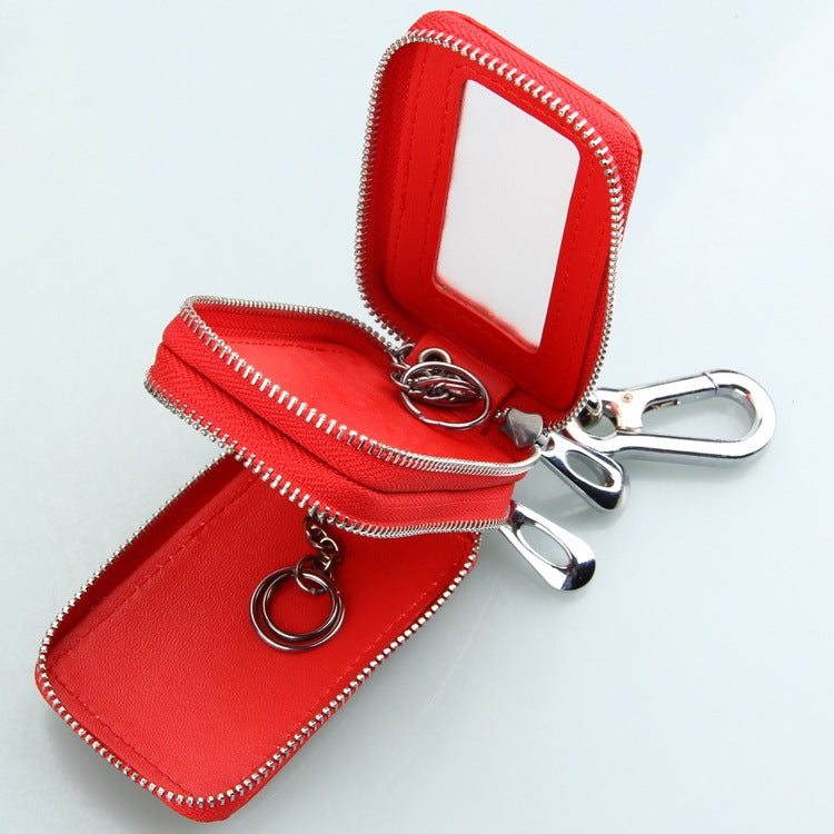 9075 Universal Crocodile Texture Genuine Leather Double Zipper Car Key Case(Red) - In Car by buy2fix | Online Shopping UK | buy2fix