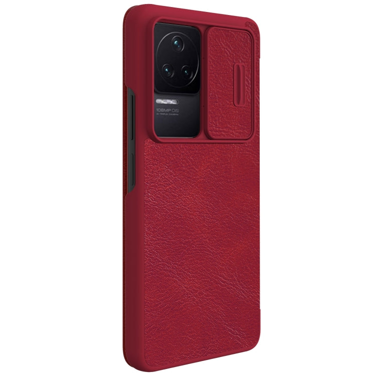 For Xiaomi Redmi K50 / K50 Pro NILLKIN QIN Series Pro Sliding Camera Cover Leather Phone Case(Red) - Xiaomi Cases by NILLKIN | Online Shopping UK | buy2fix