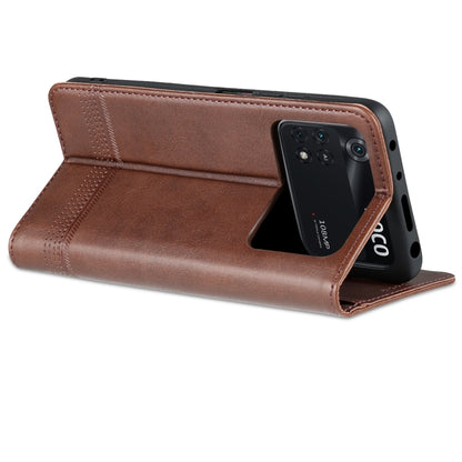 For Xiaomi POCO X4 Pro 5G AZNS Magnetic Calf Texture Leather Phone Case(Dark Brown) - Xiaomi Cases by AZNS | Online Shopping UK | buy2fix