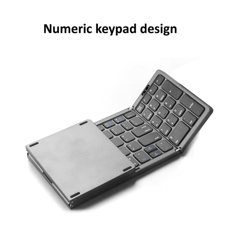 B089 Bluetooth Foldable Keyboard with Numeric(Grey) - Wireless Keyboard by buy2fix | Online Shopping UK | buy2fix