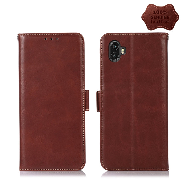 For Samsung Galaxy Xcover6 Pro Crazy Horse Top Layer Cowhide Leather Phone Case(Brown) - Galaxy Phone Cases by buy2fix | Online Shopping UK | buy2fix