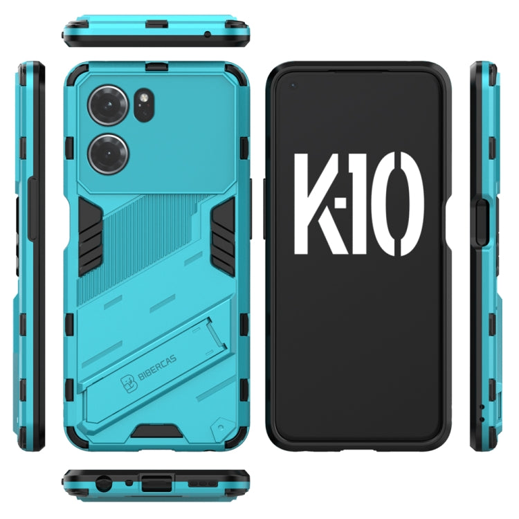 For OPPO K10 5G China Punk Armor 2 in 1 PC + TPU Shockproof Phone Case with Invisible Holder(Blue) - OPPO Cases by buy2fix | Online Shopping UK | buy2fix