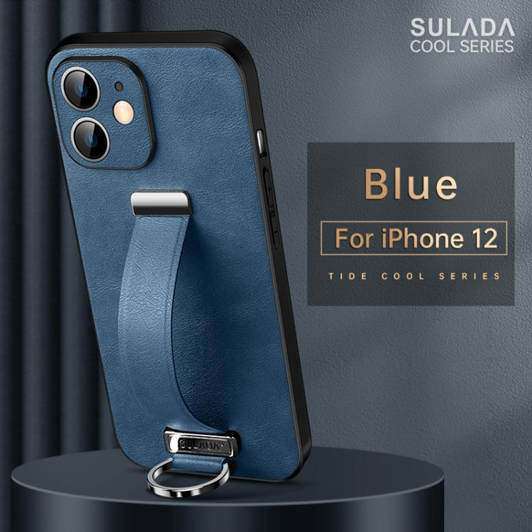 For iPhone 12 SULADA Cool Series PC + Leather Texture Skin Feel Shockproof Phone Case (Blue) - iPhone 12 / 12 Pro Cases by SULADA | Online Shopping UK | buy2fix