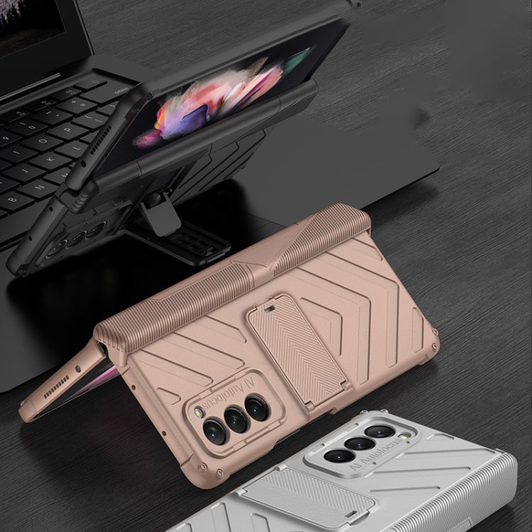 For Samsung Galaxy Z Fold2 5G GKK Integrated Magnetic Armor Flip Phone Case with Holder(Mist Gold) - Galaxy Phone Cases by GKK | Online Shopping UK | buy2fix