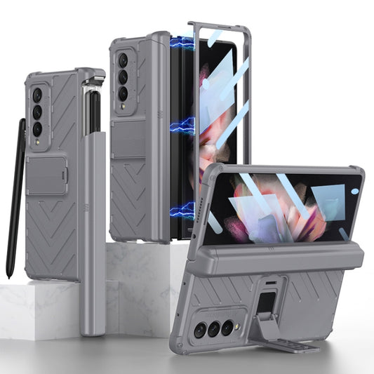 For Samsung Galaxy Z Fold3 5G GKK Integrated Magnetic Armor Flip Phone Case With Pen Box(Grey) - Galaxy Phone Cases by GKK | Online Shopping UK | buy2fix