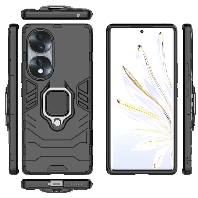 For Honor 70 5G Shockproof PC + TPU Phone Case with Magnetic Ring Holder(Black) - Honor Cases by buy2fix | Online Shopping UK | buy2fix