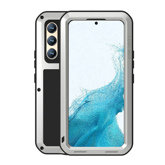 For Samsung Galaxy S22+ LOVE MEI Metal Shockproof Waterproof Dustproof Protective Phone Case with Glass(Silver) - Galaxy S22+ 5G Cases by LOVE MEI | Online Shopping UK | buy2fix