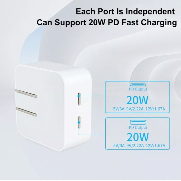 40W Dual PD USB-C / Type-C Charger for iPhone / iPad Series, AU Plug - Apple Accessories by buy2fix | Online Shopping UK | buy2fix