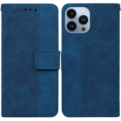 For iPhone 14 Pro Max Geometric Embossed Leather Phone Case (Blue) - Apple Accessories by buy2fix | Online Shopping UK | buy2fix