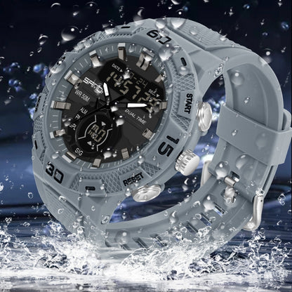 SANDA 3087 Luminous Waterproof Dual Display Electronic Watch(Black+Gold) - Silicone Strap Watches by SANDA | Online Shopping UK | buy2fix