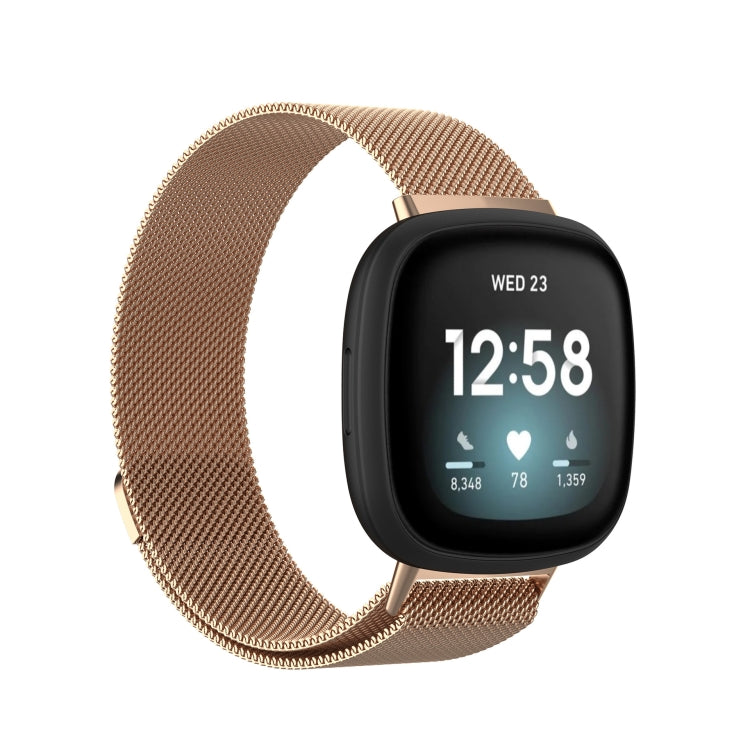 For Fitbit  Versa 4 Milanese Magnetic Metal Weave Watchband(Rose Gold) - Watch Bands by buy2fix | Online Shopping UK | buy2fix