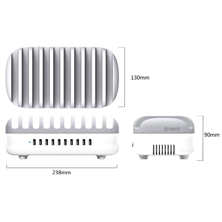 ORICO DUK-10P-DX 120W 5V 2.4A 10 Ports USB Charging Station, UK Plug(White) - Multifunction Charger by ORICO | Online Shopping UK | buy2fix