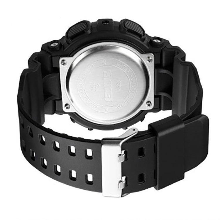 SKMEI 1857 Stainless Steel Buckle PU Strap Waterproof Electronic Watch(Black and Black) - Leather Strap Watches by SKMEI | Online Shopping UK | buy2fix