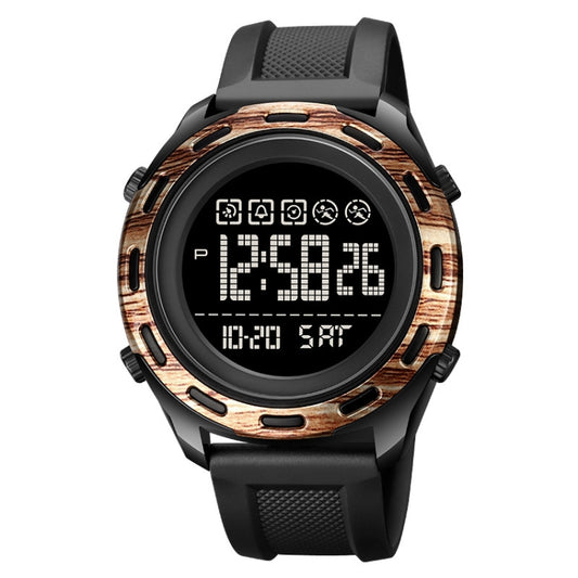 SKMEI 1872 Stainless Steel Buckle PU Strap Waterproof Electronic Watch, Dial:Black(Rose Gold) - Leather Strap Watches by SKMEI | Online Shopping UK | buy2fix