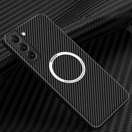 For Samsung Galaxy S21 Plus 5G Carbon Fiber Texture MagSafe Magnetic Phone Case(Black) - Galaxy S21+ 5G Cases by buy2fix | Online Shopping UK | buy2fix