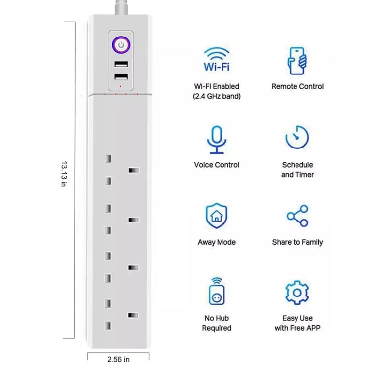 WiFi 16A SM-SO306-K 4 Holes + 2 USB Multi-purpose Smart Power Strip, UK Plug - Consumer Electronics by buy2fix | Online Shopping UK | buy2fix