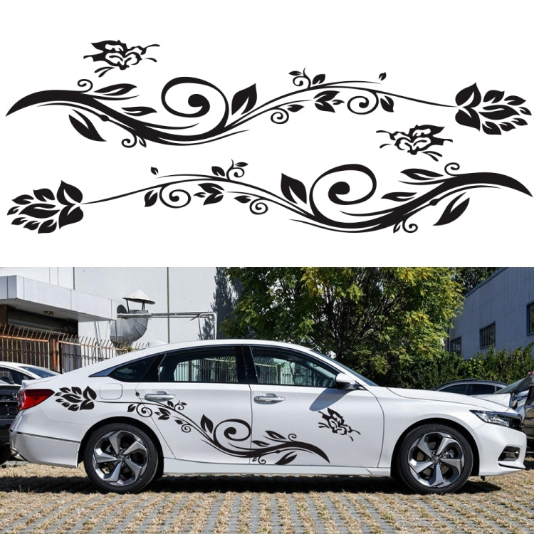 2 PCS/Set D-251 Butterfly Love Flowers Pattern Car Modified Decorative Sticker(Black) - In Car by buy2fix | Online Shopping UK | buy2fix