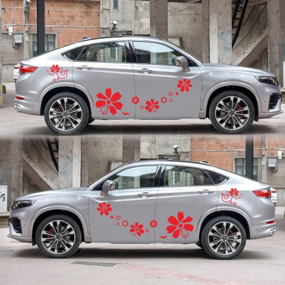 2 PCS/Set D-510 Flowers Pattern Car Modified Decorative Sticker(Red) - In Car by buy2fix | Online Shopping UK | buy2fix