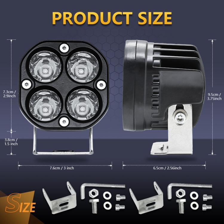 Car 3 inch 4LEDs Strobe Spotlight 20W / 2000LM / 6000K / DC9-80V(White Light) - In Car by buy2fix | Online Shopping UK | buy2fix