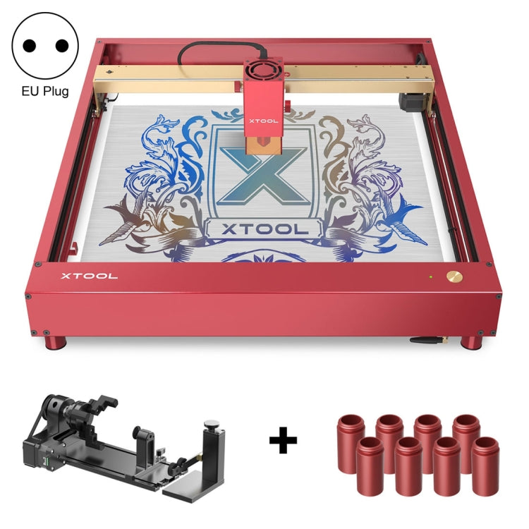 XTOOL D1 Pro-20W High Accuracy DIY Laser Engraving & Cutting Machine + Rotary Attachment + Raiser Kit, Plug Type:EU Plug(Golden Red) - DIY Engraving Machines by XTOOL | Online Shopping UK | buy2fix