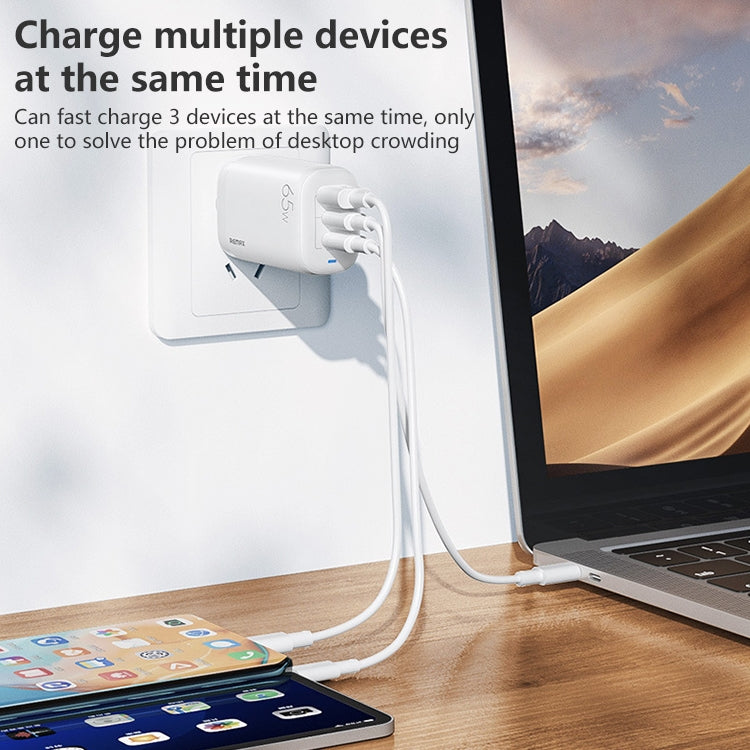 REMAX RP-U55 Territory Series 65W USB+Dual USB-C / Type-C Interface Fast Charger, Specification:EU Plug(White) - Apple Accessories by REMAX | Online Shopping UK | buy2fix