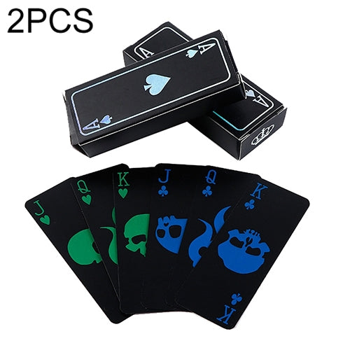 2 PCS Plastic Frosted Waterproof PVC Poker Cards, Size:3.2 x 8.7cm(Blue+Green) - Gambling by buy2fix | Online Shopping UK | buy2fix