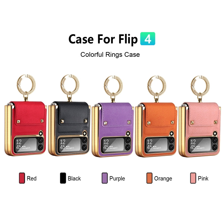 For Samsung Galaxy Z Flip4 5G GKK Colorful PU Phone Case with Ring Holder(Purple) - Galaxy Z Flip4 5G Cases by GKK | Online Shopping UK | buy2fix