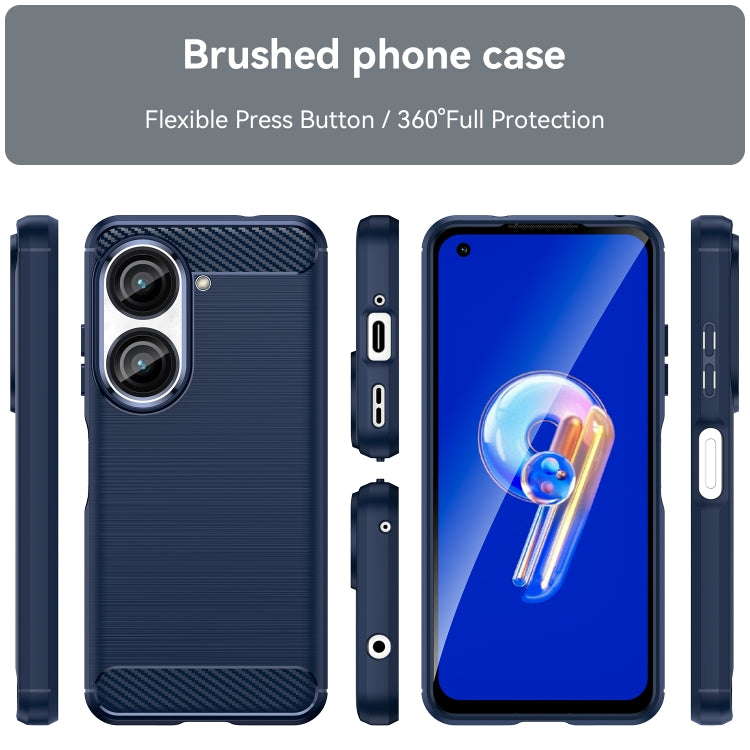 For Asus Zenfone 9 Brushed Texture Carbon Fiber TPU Case(Blue) - ASUS Cases by buy2fix | Online Shopping UK | buy2fix