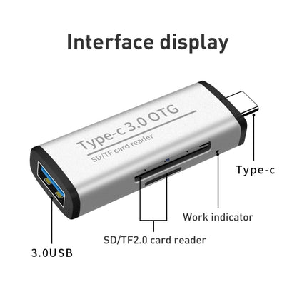 ADS-103 USB 3.0 Female Multifunctional OTG Card Reader(Silver) -  by buy2fix | Online Shopping UK | buy2fix