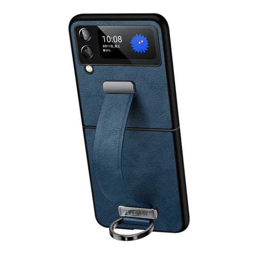 For Samsung Galaxy Z Flip4 SULADA Cool Series PC + Leather Texture Skin Feel Shockproof Phone Case(Blue) - Galaxy Z Flip4 5G Cases by SULADA | Online Shopping UK | buy2fix
