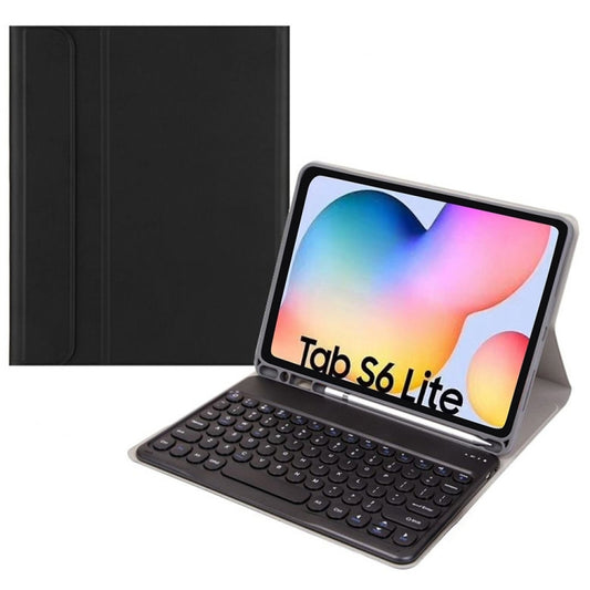 Round Cap Bluetooth Keyboard Leather Case with Pen Slot, without Touchpad For Samsung Galaxy Tab S7(Black+Black Keyboard) - Samsung Keyboard by buy2fix | Online Shopping UK | buy2fix