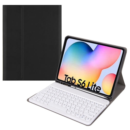 Round Cap Bluetooth Keyboard Leather Case with Pen Slot, without Touchpad For Samsung Galaxy Tab A7 10.4 2020(Black+White Keyboard) - Samsung Keyboard by buy2fix | Online Shopping UK | buy2fix