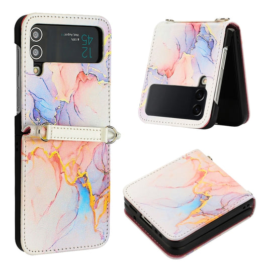 For Samsung Galaxy Z Flip4 Marble Pattern Leather Phone Case(Galaxy Marble White LS004) - Samsung Accessories by buy2fix | Online Shopping UK | buy2fix