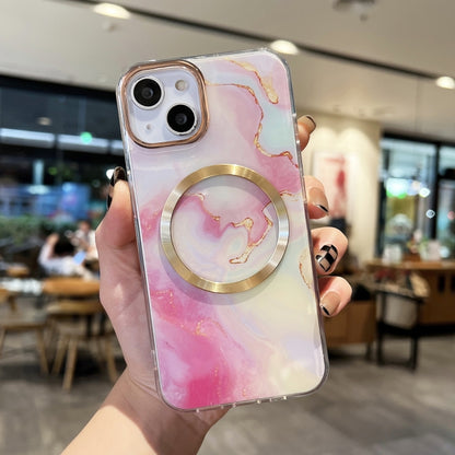 For iPhone 12 Gilt Marble Magsafe Phone Case(Pink) - iPhone 12 / 12 Pro Cases by buy2fix | Online Shopping UK | buy2fix