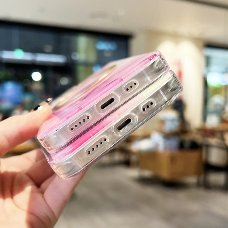 For iPhone 12 Gilt Marble Magsafe Phone Case(Pink) - iPhone 12 / 12 Pro Cases by buy2fix | Online Shopping UK | buy2fix