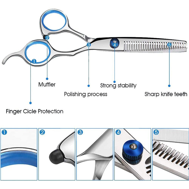 2 PCS Professional Hair Cutting Thinning Scissor Hairdressing Flat Shear Scissors Kit(Blue) - Hair Trimmer by buy2fix | Online Shopping UK | buy2fix