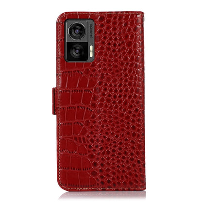 For Motorola Edge 30 Lite / Edge 30 Neo Crocodile Top Layer Cowhide Leather Phone Case(Red) - Motorola Cases by buy2fix | Online Shopping UK | buy2fix