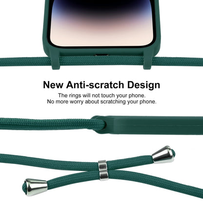 For iPhone 14 Pro Max Crossbody Lanyard Liquid Silicone Case(Pine Needle Green) - iPhone 14 Pro Max Cases by buy2fix | Online Shopping UK | buy2fix