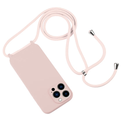 For iPhone 13 Pro Max Crossbody Lanyard Liquid Silicone Case(Sand Pink) - iPhone 13 Pro Max Cases by buy2fix | Online Shopping UK | buy2fix