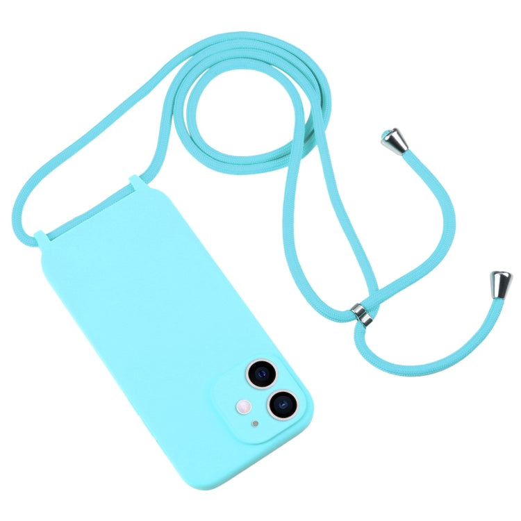 For iPhone 12 Crossbody Lanyard Liquid Silicone Case(Ice Blue) - iPhone 12 / 12 Pro Cases by buy2fix | Online Shopping UK | buy2fix