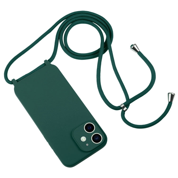 For iPhone 12 Crossbody Lanyard Liquid Silicone Case(Pine Needle Green) - iPhone 12 / 12 Pro Cases by buy2fix | Online Shopping UK | buy2fix