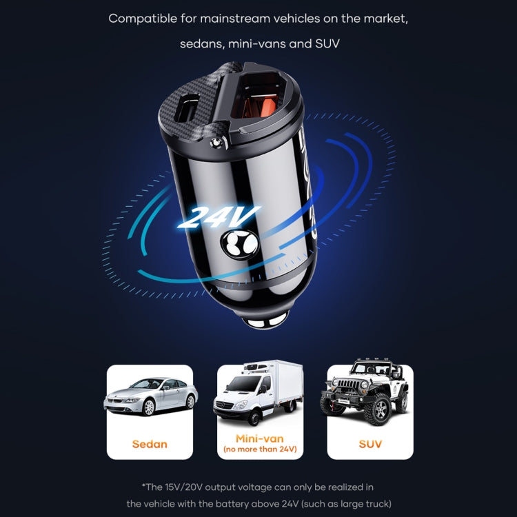 ROCK C13-F H18 Mini Portable Dual Port USB + USB-C / Type-C Car Fast Charger - In Car by ROCK | Online Shopping UK | buy2fix