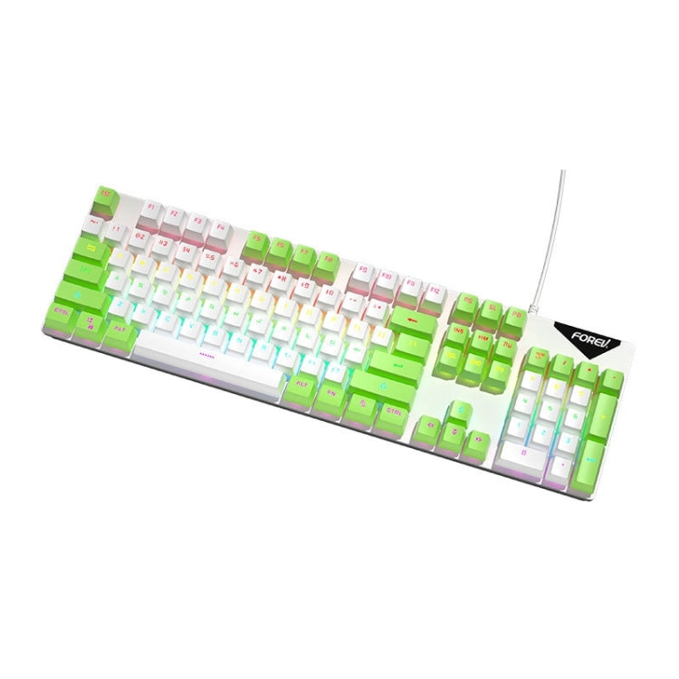 FOREV FVQ302 Mixed Color Wired Mechanical Gaming Illuminated Keyboard(White Green) - Wired Keyboard by buy2fix | Online Shopping UK | buy2fix