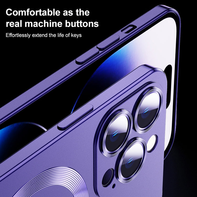 For iPhone 12 Pro Max Liquid Lens Protector Magsafe Phone Case(Dark Purple) - iPhone 12 Pro Max Cases by buy2fix | Online Shopping UK | buy2fix