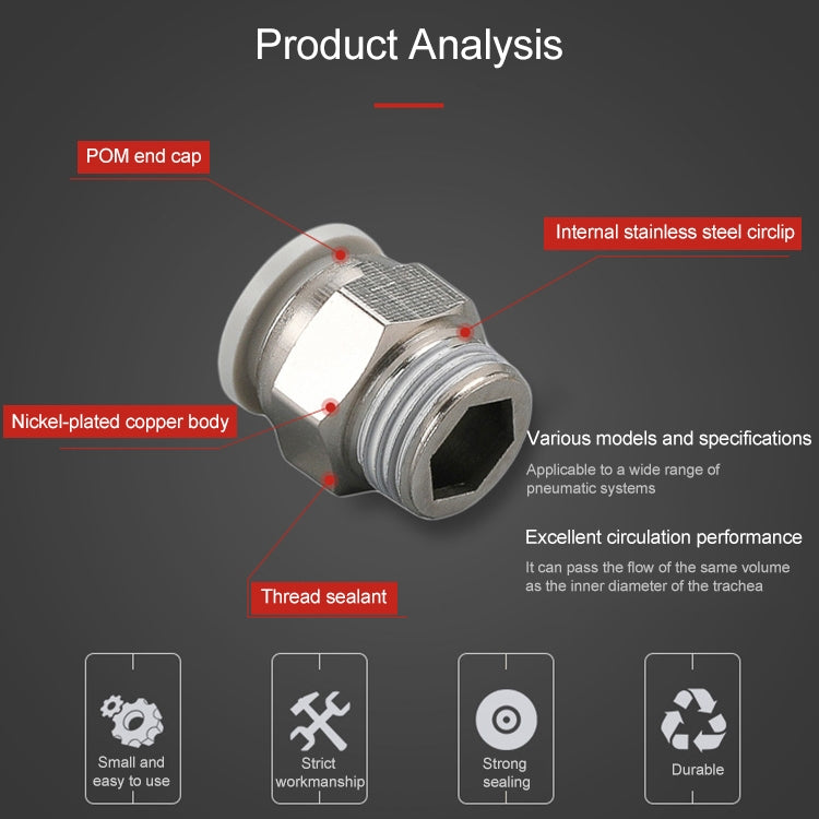 PC8-04 LAIZE PC Straight Pneumatic Quick Fitting Connector - Interface Series by LAIZE | Online Shopping UK | buy2fix