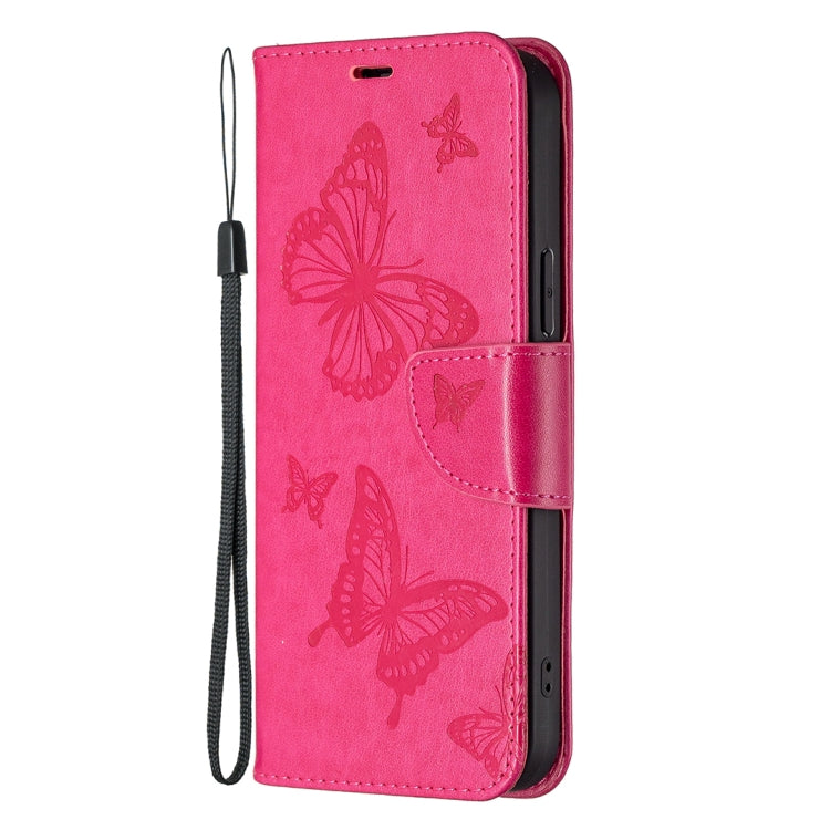 For Xiaomi 12T / 12T Pro / Redmi K50 Ultra Embossing Two Butterflies Pattern Leather Case(Rose Red) - Xiaomi Cases by buy2fix | Online Shopping UK | buy2fix