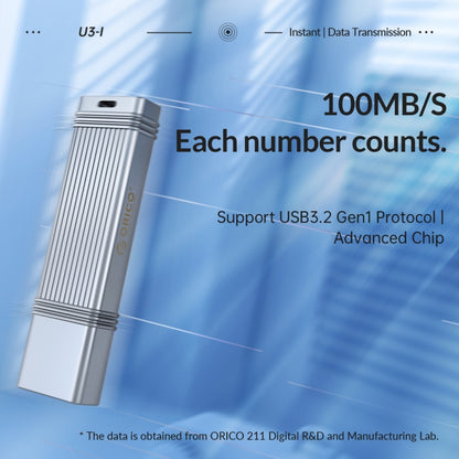 ORICO 128GB Type-C USB3.2 Gen1 USB Flash Drive, Read 260MB/s, Write 50MB/s (Silver) - USB Flash Drives by ORICO | Online Shopping UK | buy2fix