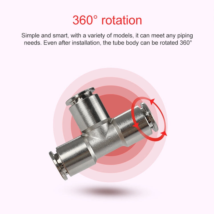 PE-6 LAIZE Nickel Plated Copper Tee Pneumatic Quick Fitting Connector -  by LAIZE | Online Shopping UK | buy2fix