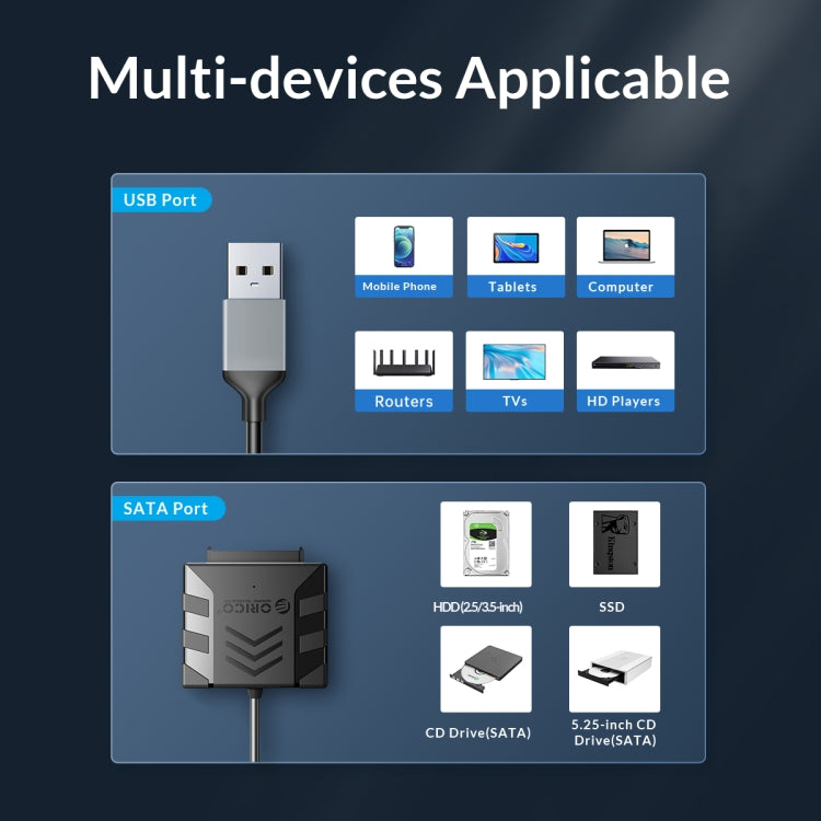 ORICO UTS1 USB 3.0 2.5-inch SATA HDD Adapter with 12V 2A Power Adapter, Cable Length:0.3m(AU Plug) - USB to IDE / SATA by ORICO | Online Shopping UK | buy2fix